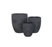 Vasi per Piante Rotondi da Interno Ed Esterno Set da 3 Dimensioni Moderni Vaso di Design in Resina Colore Taupe, G.43,5x43,5x50/M.35,5x35,5x41/P.27x27x32