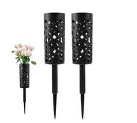 Vasi per tombe con punte, supporto per tomba, vaso con punte in metallo, vasi per cimitero con 2 vasi per cimitero - robusto supporto decorativo per fiori in metallo per giardino Pla