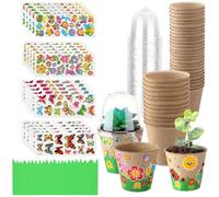 Vasi Piccoli Da Fiori Divertente kit di vasi di fatto a mano per | 30 Pezzi Vasi da Balcone Cupole 20 Fogli Adesivi Divertente Piantare Crescere Primaverile Scuola Interno Esterno