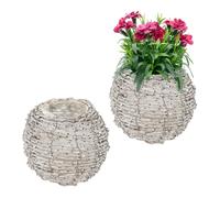 Vasi portafiori portapiante set 2 fioriere casa giardino terrazzo rattan natura