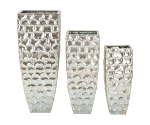 Vasi Set di 3 vasi argentati Ideali per piante 3 diametri Dimensioni Ø Ø 38,1X90,8-30,5X75,6-24,8X62,2 cm Ideali per piante cm in metallo Argento argento