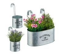 Vasi Sospesi Fioriere Appese Vasetti Porta Piante Fiori Metallo Zincato Set 3
