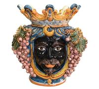 Vasi Vaso in Ceramica Siciliana Testa di Moro Uomo per Esterni Interni Grande