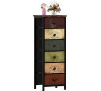 VASICAR Cassettiera alta con 6 cassetti, cassettiera con motivo a torre, cassettiera in tessuto per camera da letto, corridoio, ingresso, armadi, dormitorio