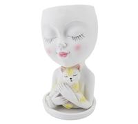 Vasina di resina creativa con faccia da gatto che imita il viso umano e le piante succulente. Cat Flower Pot di resina non sbiadita. Decorazione fai -da -te adatto ai giardini
