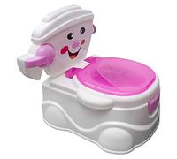 Vasino per bambini rosa premium - WC educativo con faccina sorridente, contenitore rimovibile + porta carta, sedile WC rimovibile per bambini a partire dai 6 mesi (altezza 19 cm)
