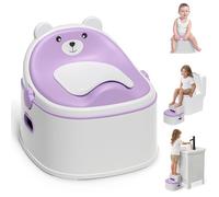 Vasino portatile 3 in 1, vasino portatile e sgabello per bambini, facile da installare e pulire, antiscivolo, per bambini e bambine, lavanda