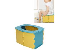 Vasino Portatile per Bambini da Viaggio Toilette Portatile per Bambini 12~24 Mesi Toilette Pieghevole per Bambini con Sacco della Spazzatura Borsa di Stoccaggio per Viaggi in Campeggio(Blu Giallo)