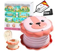Vasino portatile per bambini pieghevole rosa compatto 26 x 26 x 6 cm e leggero 800 g per portare sempre con te | Design leone divertente rende facile per il tuo bambino imparare ad andare in bagno |