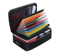 Vasiumic Borsa portadocumenti ignifuga con serratura a 7 scomparti, impermeabile, resistente al fuoco, per dichiarazioni dei redditi, auto, ufficio, nero, 36 cm