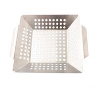 Vasiumic Cestino in acciaio inox per barbecue Weber, resistente, 24 cm x 34 cm, accessorio per barbecue a due dimensioni, per verdure, frutti di mare, polpette e carne a dadini (24,5 cm)