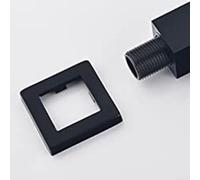 Vasiumic Connettore a gomito per doccia quadrato nero con staffa di supporto per soffione doccia in ottone, G 1/2 pollice filettatura maschio montaggio a parete raccordo per bagno moderno, ottone