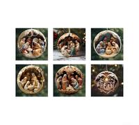 Vasiumic Decorazione natalizia in acrilico, multicolore, 8 cm, 2025, effetto vetro colorato, con nastro e biglietto, decorazione natalizia per la casa e le vacanze (B e B)