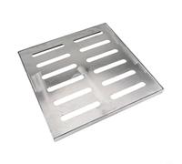 Vasiumic Griglia di scarico in acciaio inox, per esterni, griglia di drenaggio per acqua piovana, fognature, design a doppia fila, superficie antiscivolo per strade comunali e scuole (300 x 300 x 20 x