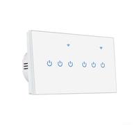 Vasiumic Interruttore da parete Wifi con pannello in vetro temperato controllo vocale compatibile con Life e App da 100 a 240 V AC/off interruttore della luce domotica bianco 8 bande (wifi6)