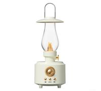 Vasiumic Lampada a cherosene portatile in stile retrò, con luce ambientale, lettore audio wireless per campeggio, scrivania, uso quotidiano (bianco)