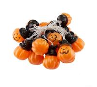 Vasiumic : Lanterna di zucca di Halloween, 1,5 m, con 10 lampadine gialle brillanti, per interni ed esterni, decorazione di Halloween, zucche in plastica resistenti alle intemperie (1)