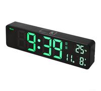 Vasiumic Orologio da parete digitale a LED con visualizzazione della temperatura, data e settimana, controllo doppio allarme, luminosità regolabile, dimmer automatico, camera da letto, soggiorno
