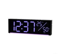 Vasiumic Orologio da parete digitale a LED, grande display con colori, funzione conto alla rovescia e regolazione automatica della luminosità, per casa, cucina, soggiorno, decorazione (nero)