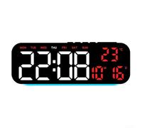 Vasiumic Orologio da parete digitale con ampio display a LED, data, giorno, temperatura, luminosità regolabile a 4 livelli, luce ambientale che cambia colore, design moderno in ABS per soggiorno (C)