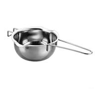 Vasiumic Padella per fondere il cioccolato in acciaio inossidabile 304 per riscaldare salse e realizzare candele, design a gancio sicuro con doppio beccuccio e manico Cool Touch (28 cm)