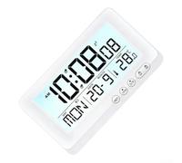 Vasiumic Sveglia elettronica LCD con doppio allarme, formato 12/24h, data, settimana, temperatura, 7 lingue Fahrenheit, per studenti, casa, ufficio, scrivania (bianco)