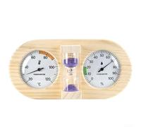 Vasiumic Termometro e igrometro per sauna in legno con timer di sabbia da 15 minuti, misuratore di umidità del calore 3 in 1 per vapore, spa, bagno, bar, leggere legno di pino, opzioni rosso, verde