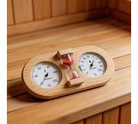 Vasiumic Termometro e igrometro per sauna in legno con timer di sabbia da 15 minuti, misuratore di umidità del calore 3 in 1 per vapore, spa, bagno, bar, leggere legno di pino, opzioni rosso, verde