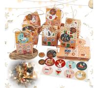 Vaskula 24 Pezzi Calendario dell'Avento da Riempire Kit Cordino Avvento diy Calendario Avvento Fai da Te con Etichette Adesive e Cordino di Juta per Decorazioni Natalizie e Regali