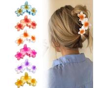 Vaskula 6 Pezzi Mollettone Capelli Donna Pinze per Capelli Pinza Capelli a Fiore Ciappo per Antiscivolo Resistenti Mollettone Capelli Donna Elegante per Capelli Spessi e Sottili (6 Colori)