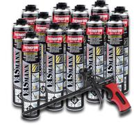 VASmann Schiuma Poliuretanica Proiettata Termicamente Isolata per Furgoncino, Tubi, Soffitto, Tetto, Terrazza, Parete, Pavimento, Interno/Esterno (12, 30 m² + Pistola)