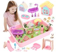 Vasmeiy Sabbia Cinetica Bambini Sand Castello di Sabbia Cinetica Shimmer Pet Sensorik Magic Sand Set di giochi per Animali Domestici e Sandbox con Coperchio Sabbias Magica per Bambini 3-7 Anni