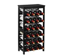 VASMIA Cantinetta Portavino in Legno Bambù con 24 Scomparti per Vino Champagne, Portabottiglie da Terra, Cantina per Angolo Bar, Salotto, Cucina, Nero