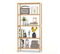 VASMIA Scaffale Legno,Mensole Bagno con 5 Ripiani in Bambù per Bagno, Cucina, Camera da Letto,Porta scarpe salvaspazio,26 x 60 x 130 cm,Naturale