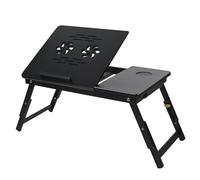 VASMIA Tavolino da Letto,Tavolo Pieghevole PC Portatile, Supporto con Altezza Regolabile in bambù,Vassoio Letto per Colazione, Lavorare, Leggere, Scrivere, Guardare Film，Nero