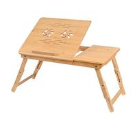 VASMIA Tavolino da Letto,Tavolo Pieghevole PC Portatile, Supporto con Altezza Regolabile in bambù,Vassoio Letto per Colazione, Lavorare, Leggere, Scrivere, Guardare Film, Naturale