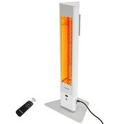 VASNER HeatTower - Riscaldatore a infrarossi da 2500 Watt e 4 livelli di calore elettrico a infrarossi con telecomando e protezione IP65 per giardino, terrazza e balcone (bianco)