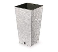 Vaso 2 in 1 con vaso interno, vaso per piante in plastica, effetto scalpello 26,5 cm x 2 6,5 cm x 50 cm (bianco)