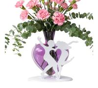 Vaso a forma di cuore - Bottiglia di presentazione floreale in trasparente, supporto in metallo per gli amanti 'arte, centro romantico minimalista, porta bouquet romantico a forma di cuore |