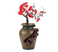 Vaso a forma di fontana | Fontana a 4 livelli con fontana da interno con albero artificiale, decorazione per la casa della scrivania per il relax zen per camera da e soggiorno