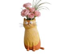 Vaso a forma di gatto, Whimsical Tabletop Cats Decor, vaso in ceramica da 7 pollici, design carino per cappotti da libro, entryway Living Room Dining Table Use, decorazione Home Accent, Gift for Cat