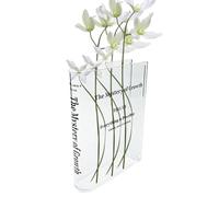 Vaso a libro trasparente | Vaso per fiori a libro trasparente | Portafiori moderno in acrilico | Contenitori per piante Art Déco per centrotavola | Simpatico regalo di nozze estetico per la casa, sogg