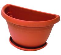 I.C.S. Vaso in Plastica per Piante Fiori a Parete da Esterno Giardino con Sottovaso cm. 40x23x26 colore Terracotta - Mimosa - R75040