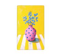 Vaso a pois rosa con fiori blu singolo interruttore vuoto placca da parete copertura interruttore decorativo 1 banda per cucina camera bagno dimensioni 11,4 x 7 cm