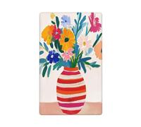 Vaso a righe rosse con fiori colorati a levetta singola piastra da parete vuota copertura interruttore luce decorativo 1 banda per cucina camera bagno dimensioni 11,4 x 7 cm