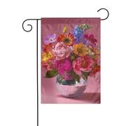 Vaso a sfera da discoteca con fiori vivaci bandiera da giardino 30 x 45 cm verticale su entrambi i lati per fattoria vacanze decorazioni esterne bandiera cortile