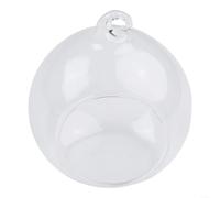 Vaso a sfera in vetro borosilicato da appendere, con fondo piatto e foro di sospensione, per terrari, piante viventi, candele e decorazioni per eventi (8 cm)