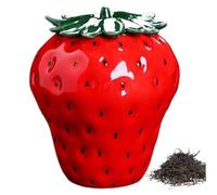 Vaso alla fragola, buscotta da tè a forma di fragola in ceramica da 9, 8x11, 5 cm con coperchio, barattolo di stoccaggio decorativo unico per decorazioni per la cucina per la casa