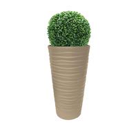 Vaso alto cilindrico Bora, in polipropilene, resistente ai raggi UV, sottovaso estraibile incluso, fioriera da esterno per piante e fiori, dimensioni cm 40x75 h (MOCCA CON BOSSO CM 50)