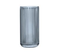 Navaris Vaso Alto da Interno a Coste - Vaso in Vetro Minimal Trasparente - Design Decorativo Cilindrico Lungo - Forma Originale per Tulipani e Fiori Alti - Ø 11,5 x 25 cm Grigio